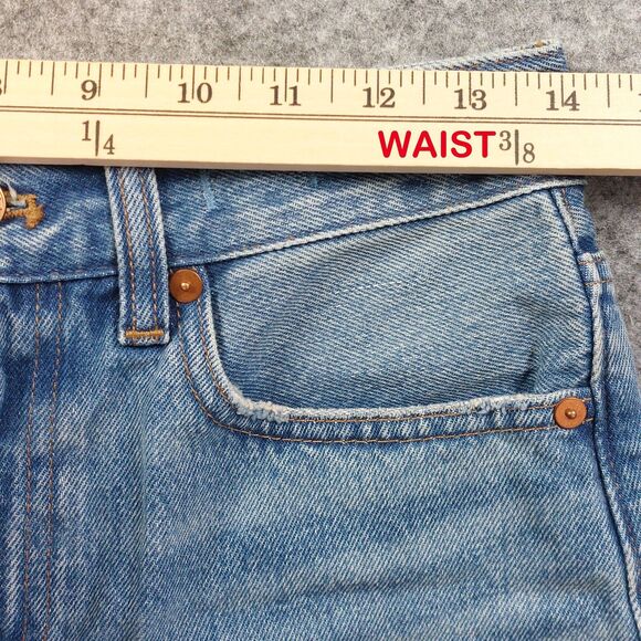 Madewell Denim Shorts Womens 24 Distressed Med Rise Raw Hem Relaxed Fair Trade - Picture 4 of 12